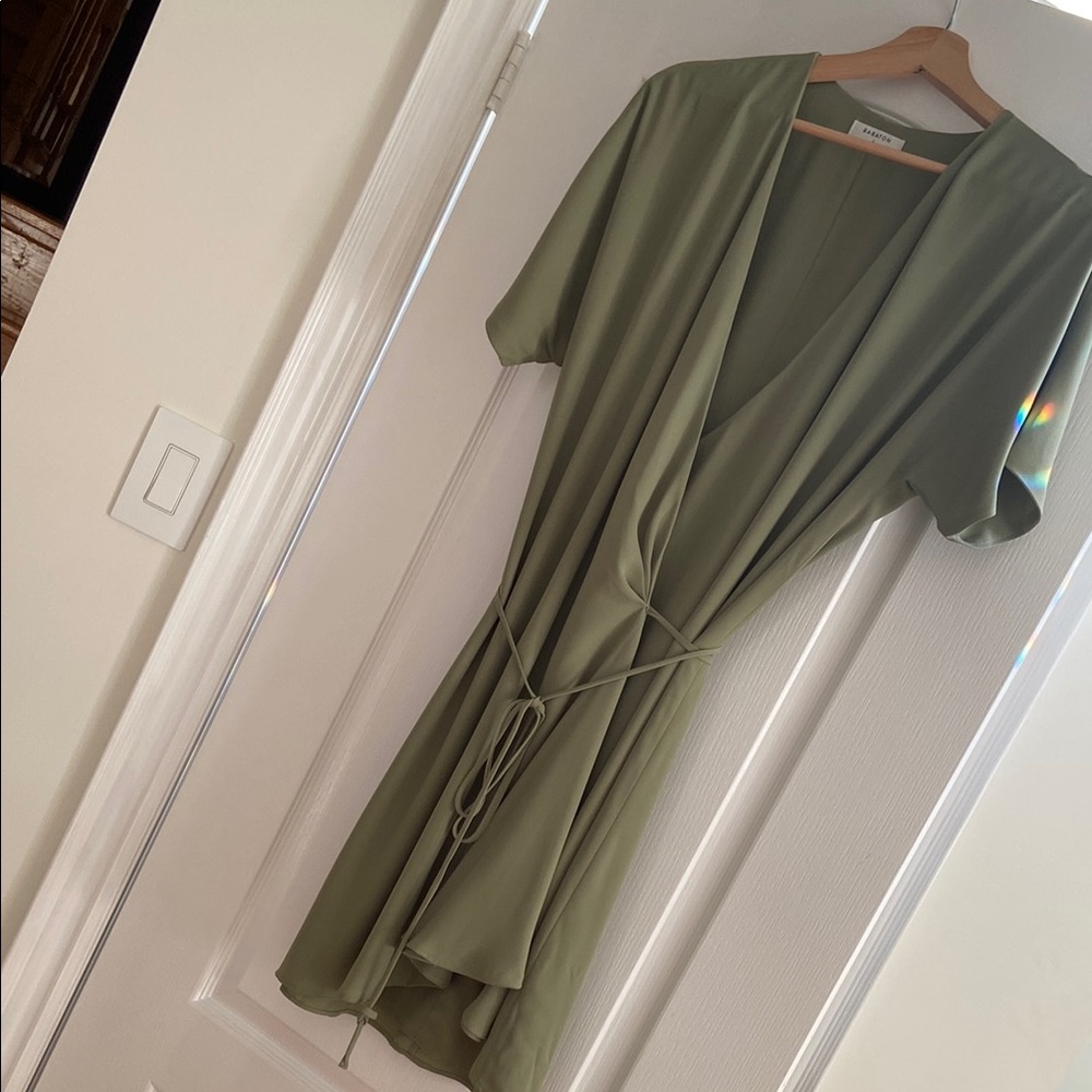 Elegant Olive Green Wrap Dress, ready for any occasion:)